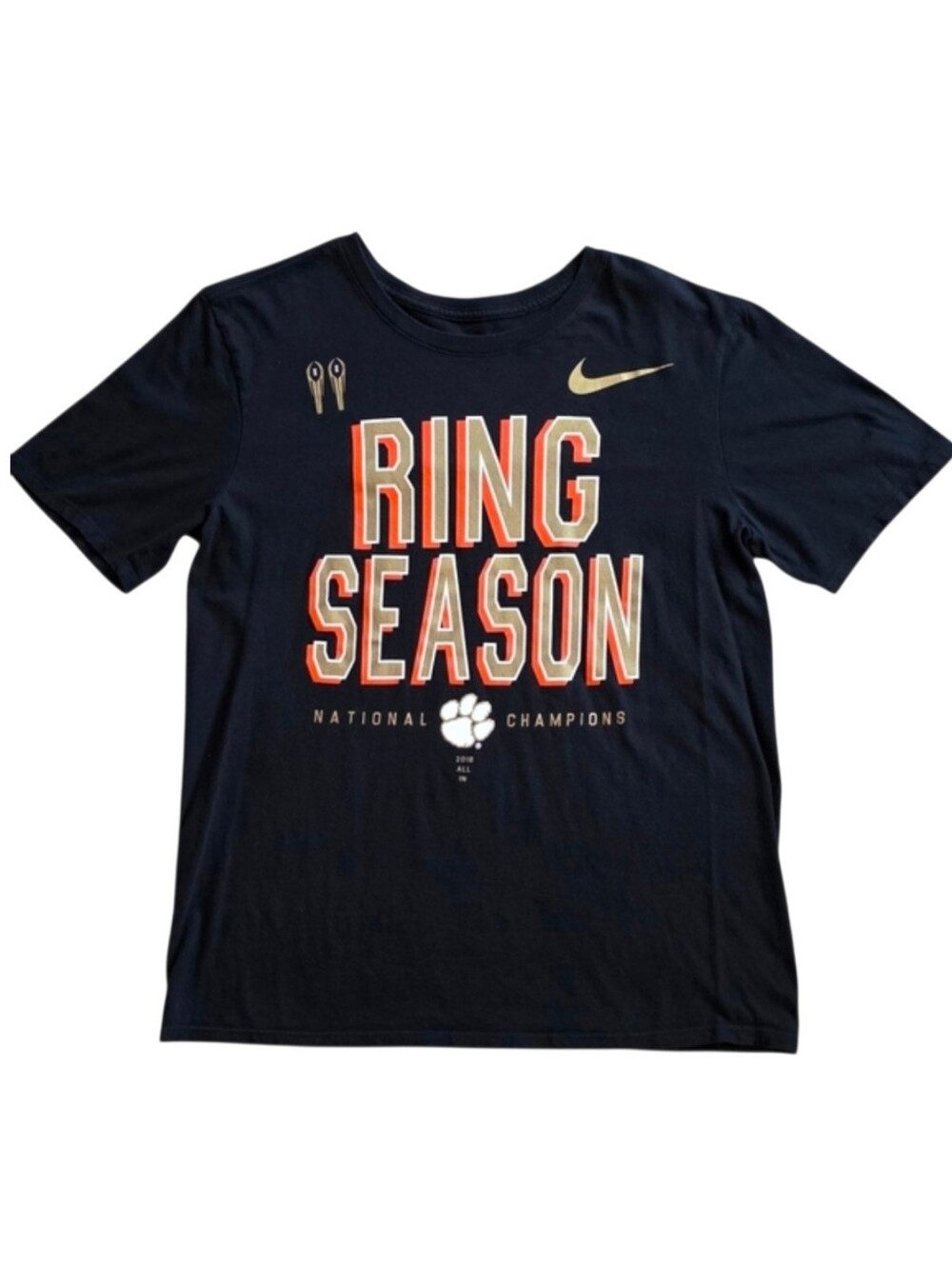 Clemson Tigers Football Nike Black 2018 National Champion Ring Season Tee Shirt